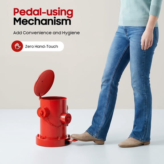 Fire Hydrant Trash Can, 2.5L/0.66Gal Retro Creative Garbage Can Pedal Trash Can Indoor Outdoor Waste Bins with Removable Inner Bucket for Park Garden Kitchen Garbage, 10.24x15.35in