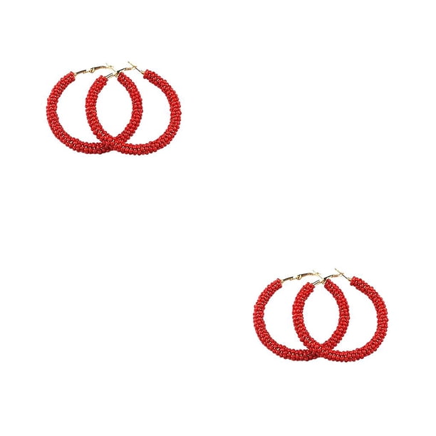 Pendientes de cuentas de cristal multicolor sweethay 1 par para oídos Rojo/5CM