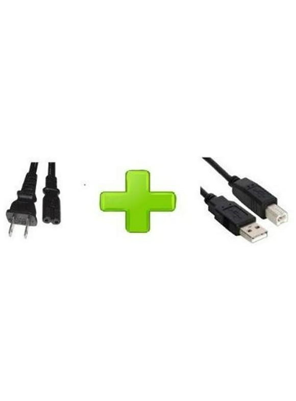 Printer Power Cord/Cable for PIXMA, Canon, HP, Lexmark, Dell, Brother, Epson + USB Cable Cord