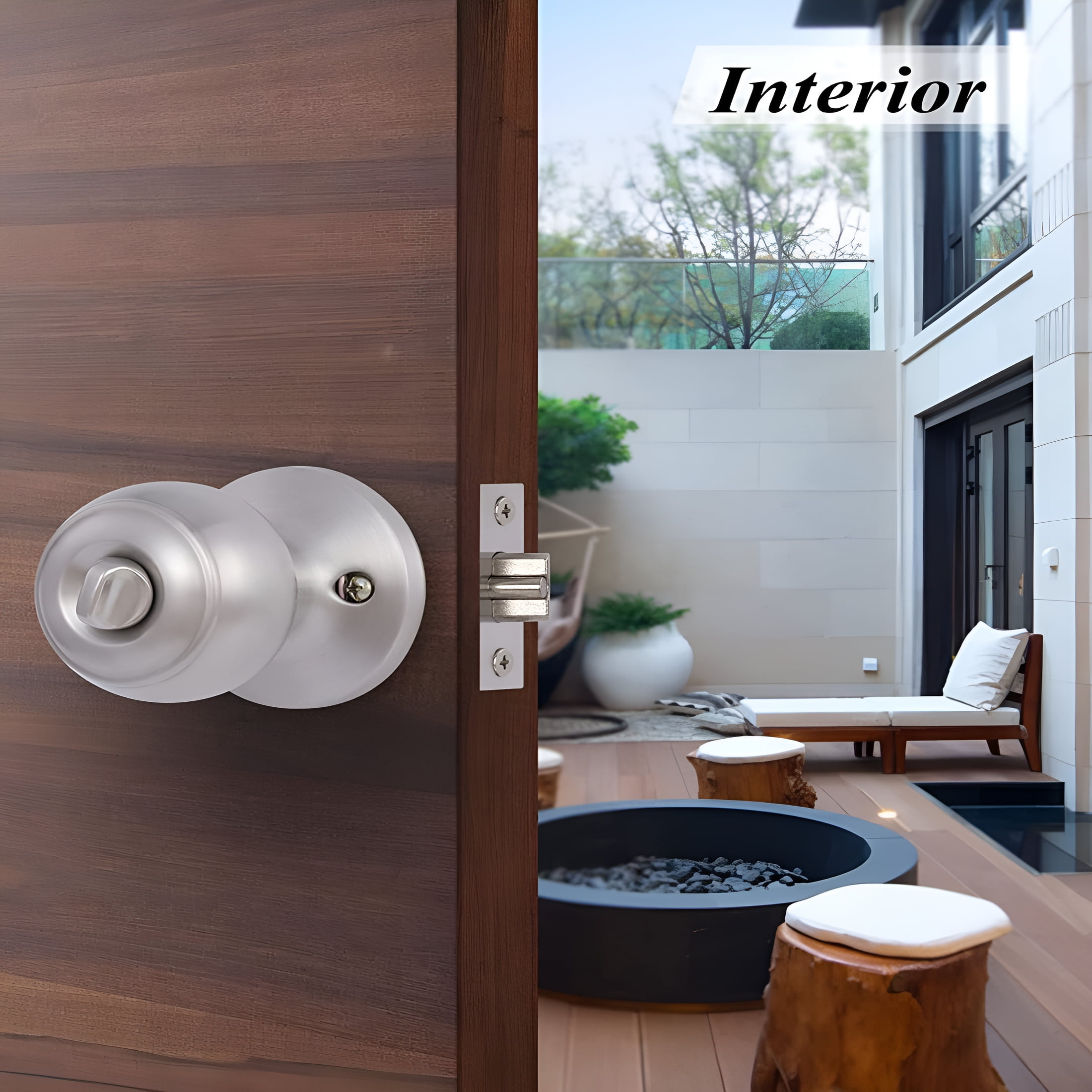 TALENO 2 Pack Entry Door Knob with Lock and Keys All Alike,Exterior/Interior Door Handles for Bedroom or Bathroom,Satin Stainless Steel Door Knobs for Front Door