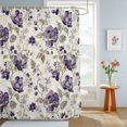 thumbnail image 4 of Shower Curtains for Bathroom, Spring Botanical Waterproof Fabric Shower Curtain, Watercolor Purple Floral Leaf Vintage Beige Decorative Bathroom Curtain for Bathtub, 66"x72", No Hooks Included, 4 of 9