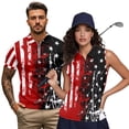 thumbnail image 2 of Garronmavis Matching Couple Sport Shirts American Flag Star Quarter Zip Golf Tennis Tank Top Women's Matching Hawaiian Golf Shirt for Couple Racerback Design, 2 of 6