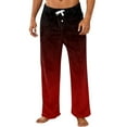 thumbnail image 2 of Domuza Men's Pajamas Pants Gradient Soft Casual Fleece Plush Pjs Trousers Loose Comfortable Stretch Drawstring Straight Leg Loungewear with Pockets Red M, 2 of 5