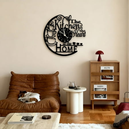 1 Piece Kitchen Theme Vinyl Record Wall Clock, Silent Wall Clock, Suitable for Living Ro