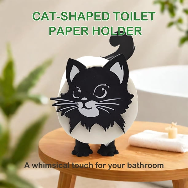 El nuevo portarrollos de papel higiénico de oveja: divertido portarrollos de papel higiénico de alpaca, juego de baño independiente, portarrollos de papel higiénico de oveja negra impreso en 3D(gato)