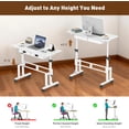 thumbnail image 3 of Height Adjustable Standing Desk with 2 Drawers, Small Sit Stand Up Desk with Wheels, Portable Rolling Desk for Walking Pad Treadmill, Computer Office, Adjustable 31.5"-43.3", White, Upgraded Stable, 3 of 9