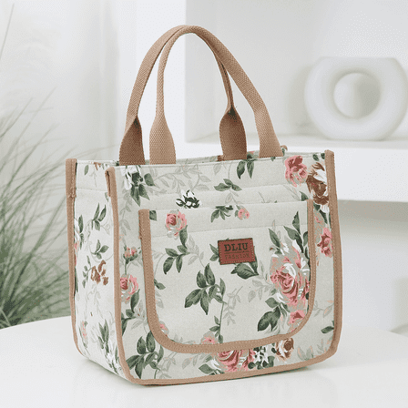 DLIU Women's Thick Fabric Flower Handbag, Tote Bag, Daily Storage Bag