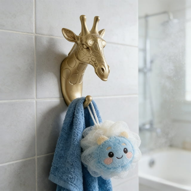 Gancho de pared dorado con forma de animal | Escultura decorativa para perchero | Diseño texturizado moderno | Plástico ligero | Llavero joyero | Soporte de pared para la entrada de la oficina en