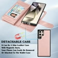 thumbnail image 5 of Galaxy S24 Ultra 5G Case, Takfox Wallet Case for Samsung Galaxy S24 Ultra, PU Leather Credit Card Holder Case [9 Card Slots] Folio Flip Detachable Magnetic Cover Kickstand & Carrying Strap,Rose Gold, 5 of 7