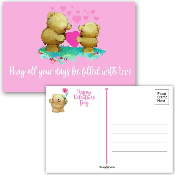 Sweet Valentines Day Postcards - 4 x 6 Valentine's Postcards 40 Count - 17064