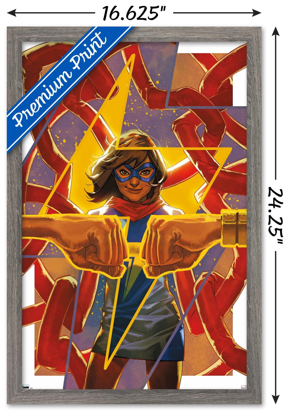 Marvel Comics - Ms. Marvel - Fearless #4 Wall Poster, 14.725" x 22.375", Framed