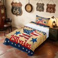 thumbnail image 3 of Manfei Vintage US Flag Stars Twin Sheets, Patriotic 250 Years Print Bedding, Multicolor, Navy Reversible 3pcs (1 Flat Sheet, 1 Fitted Sheet and 1 Pillowcase), 3 of 6