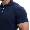 thumbnail image 5 of DDAPJ pyju Men's Knit Polos Shirts Solid Color Short Sleeve Golf Shirt Business Casual Textured Shirt Slim Fit Stretch Collared T-shirt Summer Clearance Sales Dark Blue S, 5 of 8