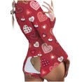 thumbnail image 3 of Pijamas de mujer Mono corto Bodycon con solapa para dormir(Rojo-L) Nituyy Pijamas-GL715-FF65103C3, 3 of 6