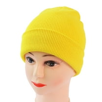 Clearance! Baberdicy Men's and Women's Knitting Pullover Hat Warm Wool Hat in Autumn and Winter Solid Fashion Knitting Hat Yellow