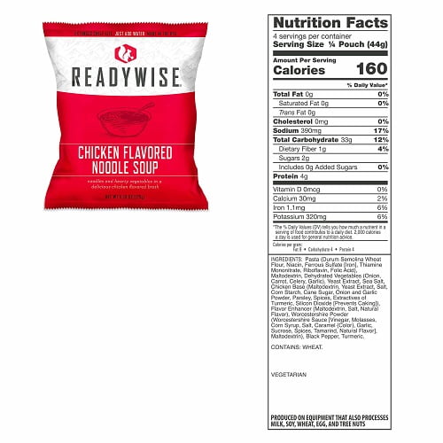 ReadyWise Chicken Flavored Noodle Soup Freeze Dried Food EXP 2045