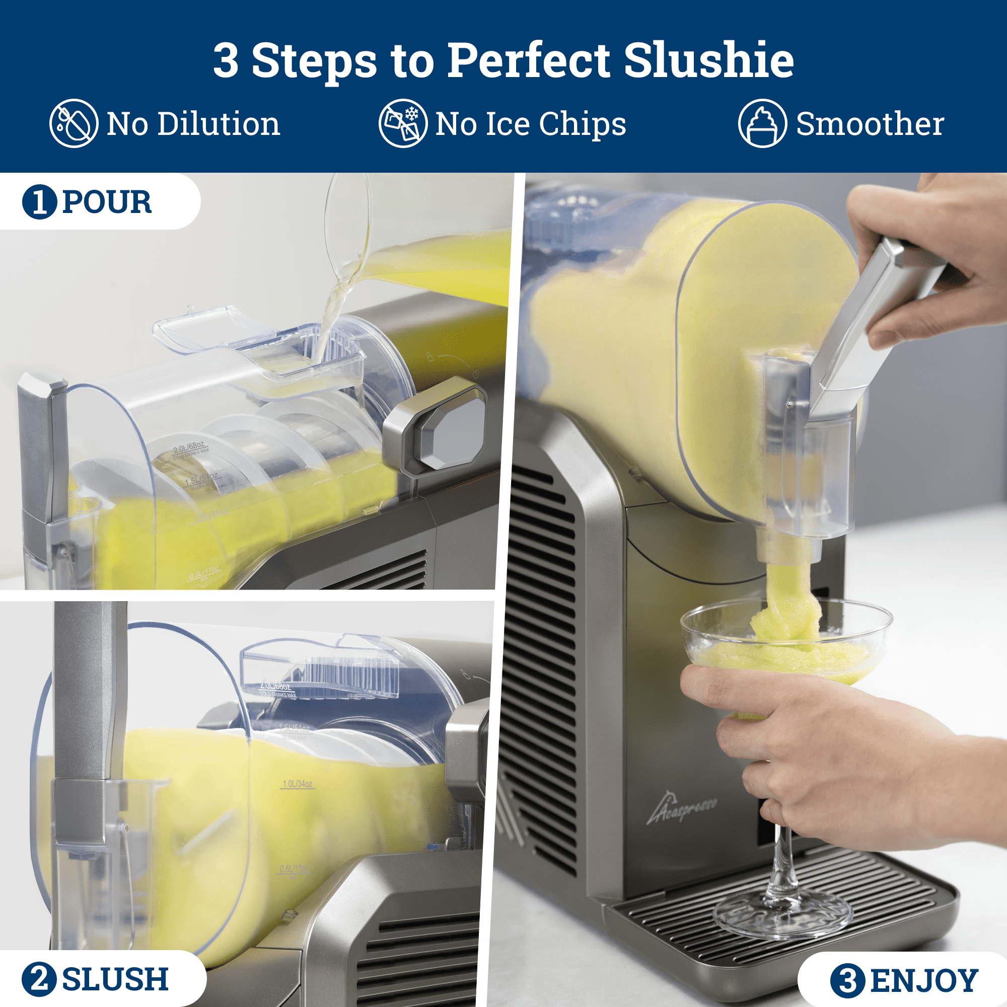 Slushie Machine for Home, 81oz Frozen Drink Machine with 6 Preset Programs, 6 Hours Timer for Margarita, Slushie, Frappé and More, No Ice Needed, Easy To Use & Clean (Gunmetal)