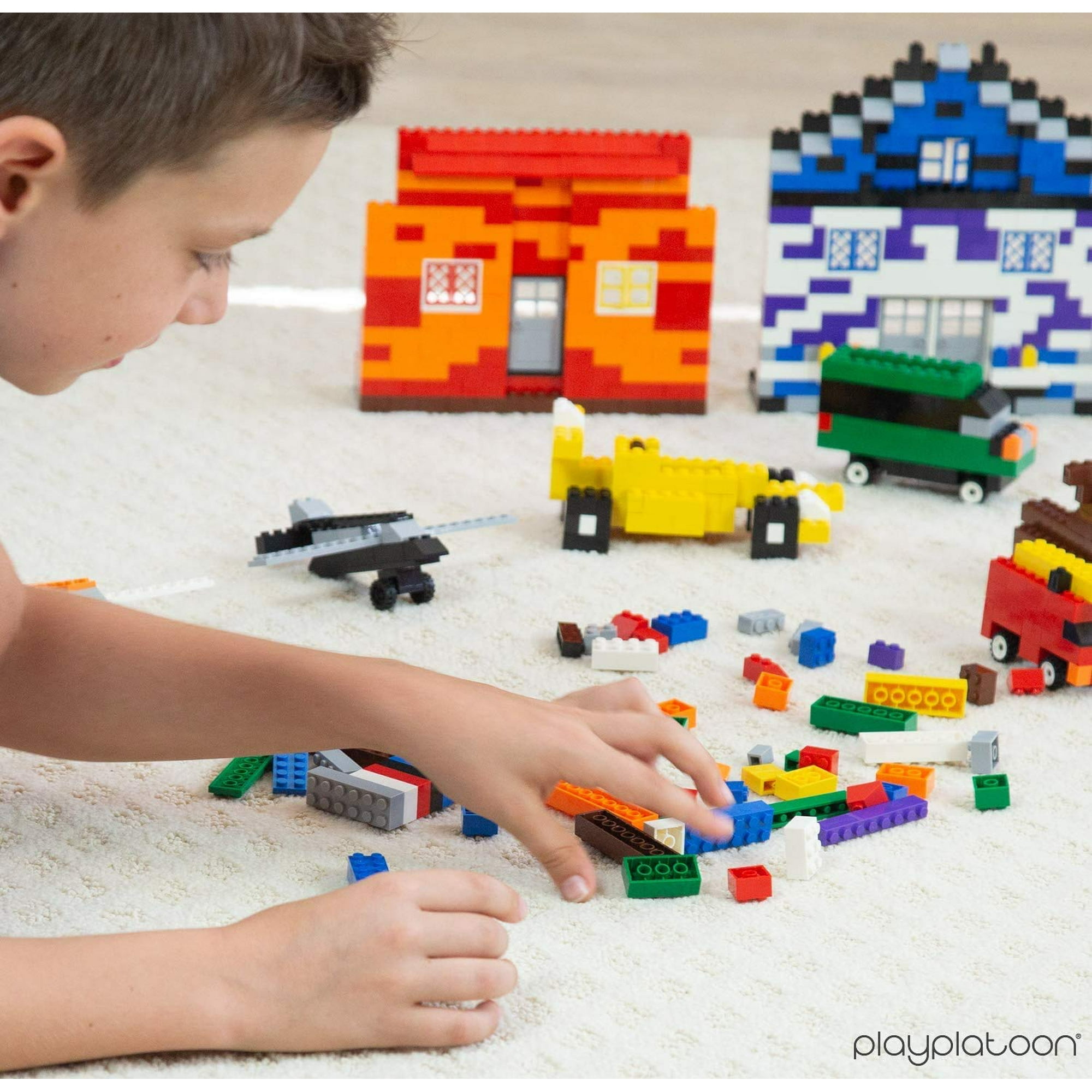 Play Platoon 1120 Piece Building Bricks Play Set 10 Classic Colors Bricks Includes Wheels Tires Axles Windows Door Pieces Compatible with Lego Sets Walmart