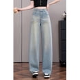 thumbnail image 2 of jeans de Mezclilla Rectos Sueltos con Cordón de Nuevo Estilo de Verano - jeans de Mujer a la Moda - jeans Azul Claro, 2 of 17