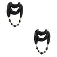 thumbnail image 2 of Transemion Polyester Beautiful And Elegant Scarf Necklace For Classy Look Made With Polyester Scarf Necklaces black 2Set, 2 of 6