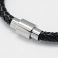 thumbnail image 2 of 10 pc Leather Cord Black Bracelets with 304 Stainless Steel Magnetic Clasps 200x6mm, 2 of 3