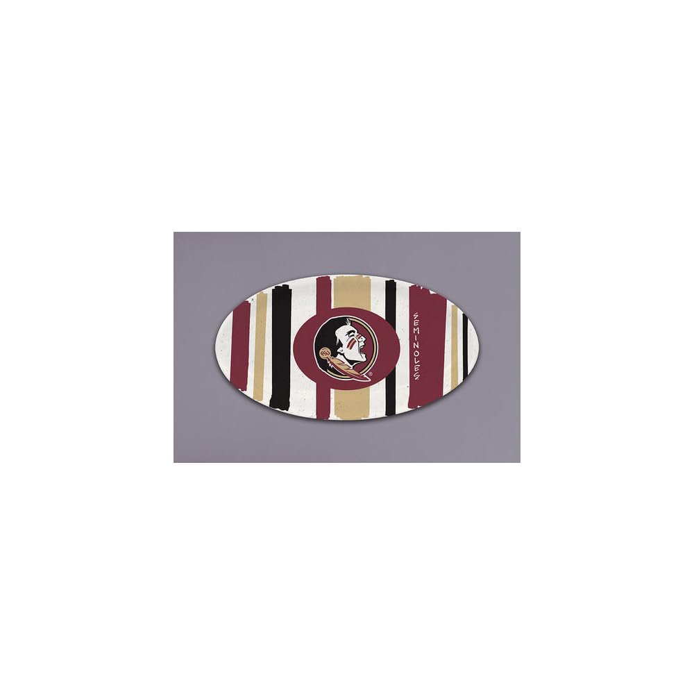 Magnolia Lane Seminoles Oval Stripe Plate 680g, 12.25-inch Length, Serverware, Kitchen Accessories