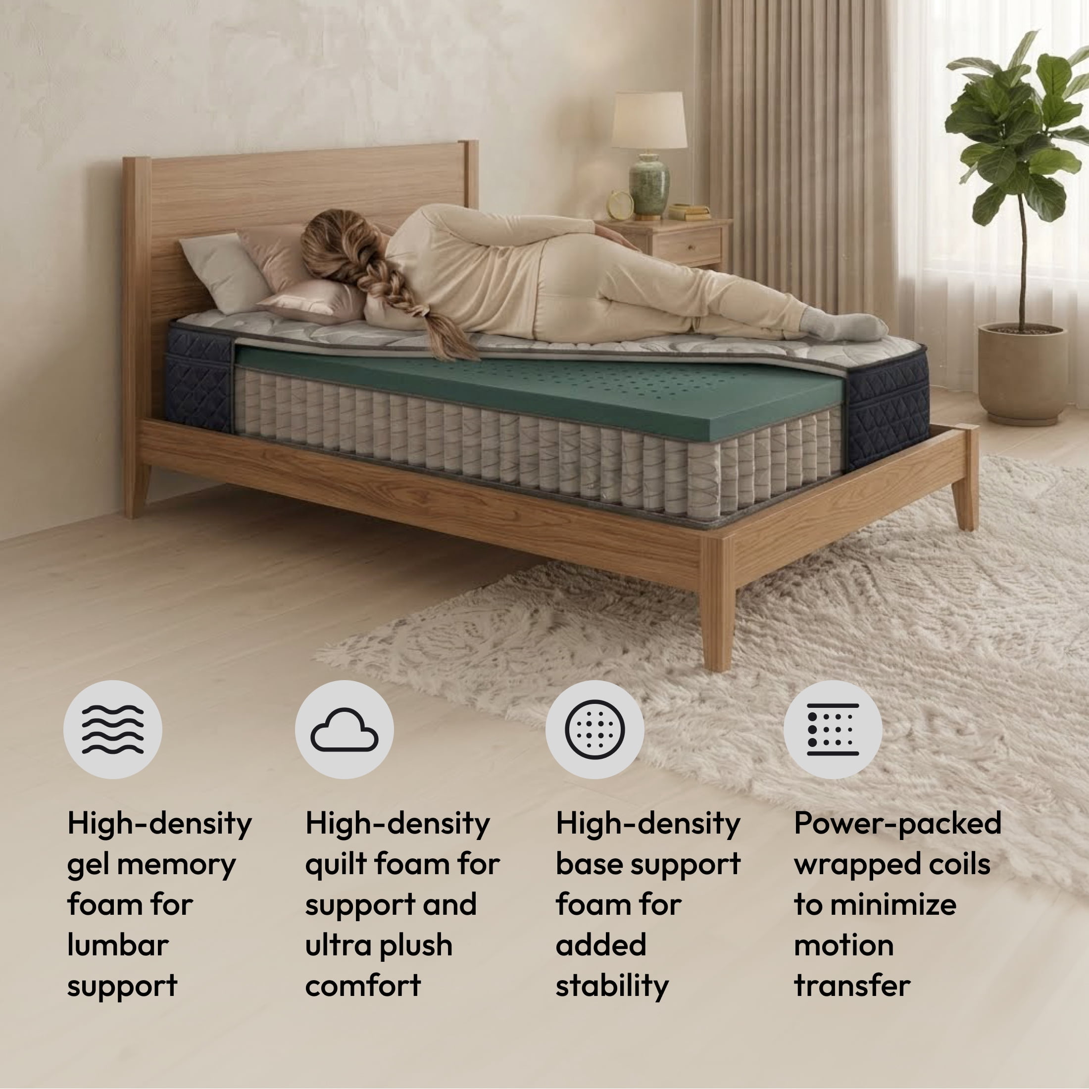 Signature Design by Ashley Chime 12 Inch California King Mattress in a Box, Ultra Plush Hybrid Gel Memory Foam Mattress with Wrapped Coils, Lumbar Support and Motion Isolation