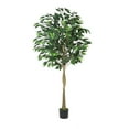 thumbnail image 6 of Artificial Tree, 5ft Fake Ficus Tree, Faux Plastic Ficus Plant in Pot with Durable Plastic Trunk, Fake Silk Plant for Home Decor Office House Living Room Indoor Outdoor, 6 of 7