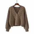 thumbnail image 2 of Garbnen Cardigan Sweaters for Women Lightweight Long Sleeve Button Sweaters for Women Open Front Casual Basic Knit Sweaters for Women Khaki S, 2 of 4
