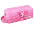thumbnail image 1 of Estuche para lápices de gran capacidad con almacenamiento en capas, decoración de lazo, tela Oxford, estuche de papelería para niñas, escuela, color rosa, 1 of 12