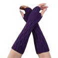 thumbnail image 2 of Dyfzdhu Fashion Women Winter Wrist Arm Warmer Knitted Long Fingerless Gloves Mitten PP Purple, 2 of 2