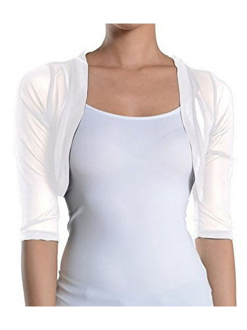 Fashion Secrets Women's Sheer Chiffon Bolero Shrug Jacket Cardigan