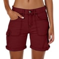 thumbnail image 3 of Cargo Shorts for Women, Casual Trendy Hiking Outfits Loose Fit Wide Leg Shorts Stretch Athletic Shorts Hiking Shorts Multi Pockets Relaxed Fit Quick Dry, Wine S, 3 of 6