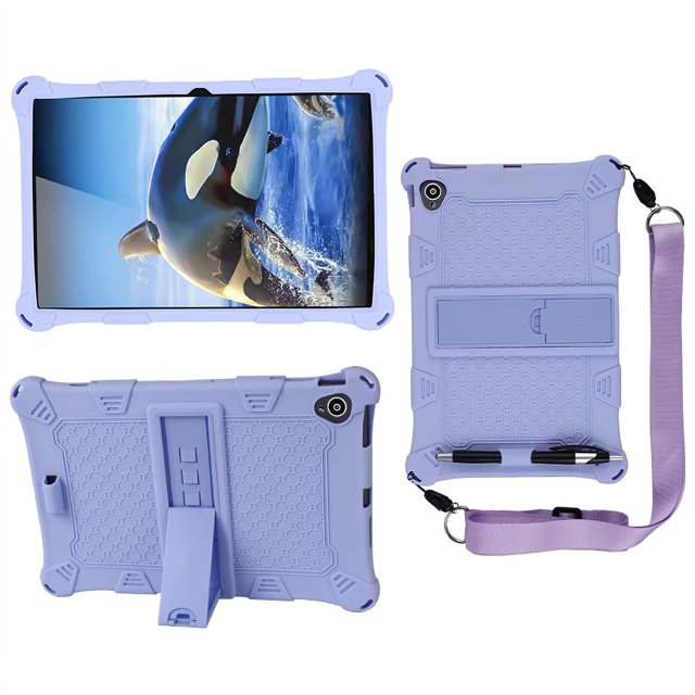 Soft Silicon Case Cover For Teclast M40 M40SE T50 T40 Pro 10.4 P30S Tablet Protective Case For Teclast T40 Plus 5G M40 Air Shell Light purple-Strap Teclast M40SE