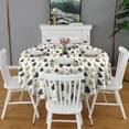 thumbnail image 2 of Gold Christmas Tree Pattern Round Tablecloth 60"x60",Wrinkle Wipeable Table Cloth for Kitchen Dining Room Picnic Patio Party, 2 of 6