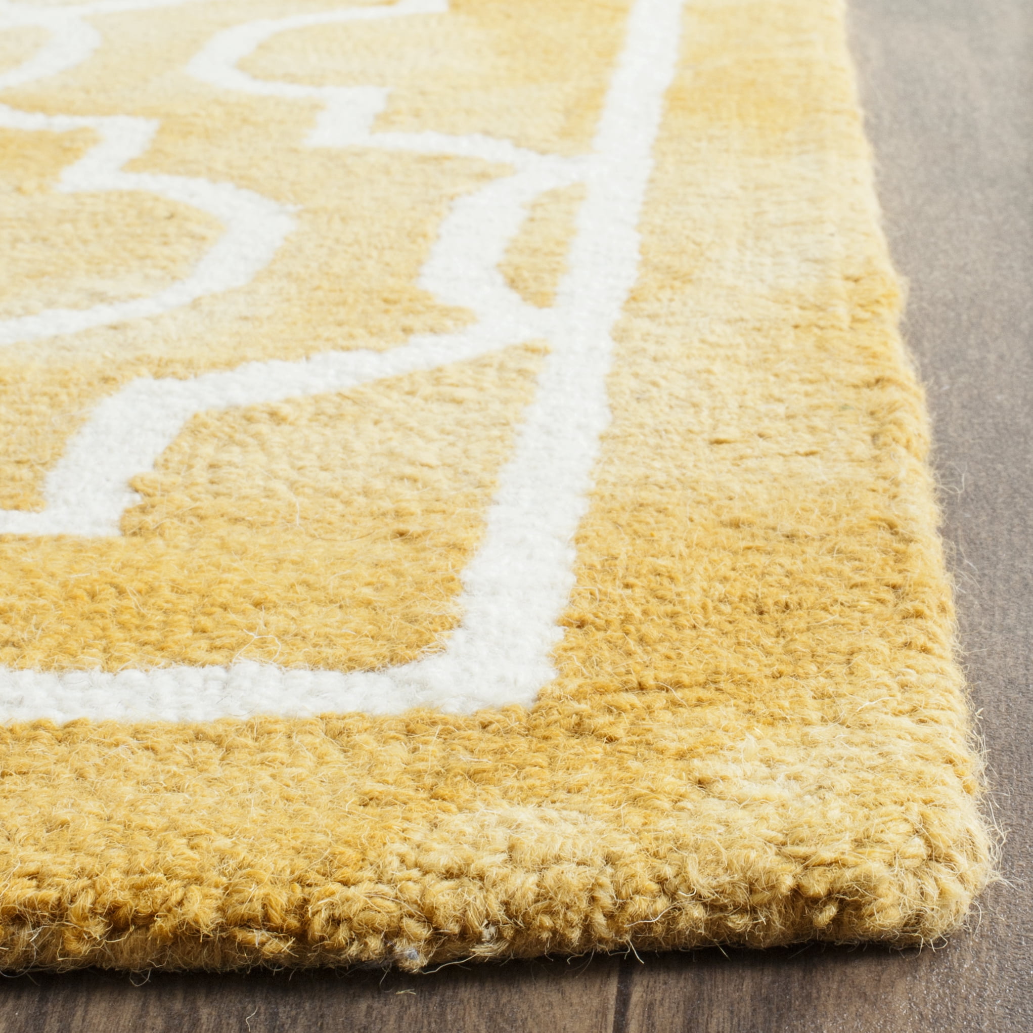 Safavieh Dip Dye Leighton Geometric Wool Area Rug, Gold/Ivory, 9' x 12'