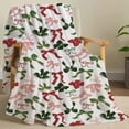 thumbnail image 2 of Christmas Bow Pattern Blanket, 1 Count Soft Comfortable Flannel Throw, Textiles for Home Office Travel Outdoor Camping for All Seasons, Flannel Blankets, 2 of 9