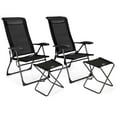 thumbnail image 6 of Gymax 4PCS Folding Patio Recliner Chair & Ottoman Set w/ Adjustable Backrest Black, 6 of 7