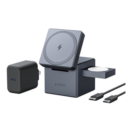 Anker 3-in-1 Cube - Wireless charging stand - MagSafe - 15 Watt - on cable: USB-C
