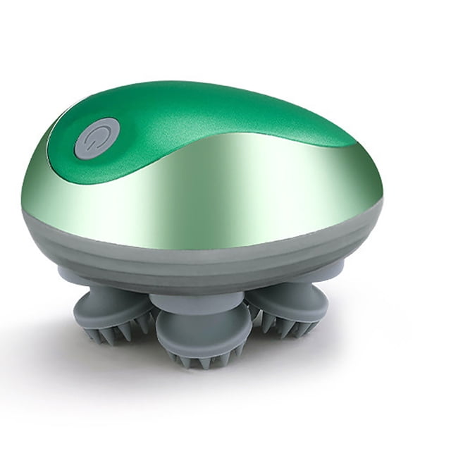Mini masajeador eléctrico para cabeza, portátil, impermeable, recargable, con 4 garras de masaje, color verde