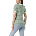 thumbnail image 3 of INSPIRE CHIC Tweed Top for Women's Button Decor Peter Pan Collar Blouse XL Green, 3 of 6