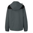 thumbnail image 4 of WTOBBY Women's Solid Color Hooded Long Sleeved Windbreaker for Mountaineering Sports, Waterproof Jacket and Top for Outdoor Adventures,Dark Gray 5XL, 4 of 5