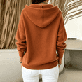 thumbnail image 6 of Sorvello Women's Hooded Knit Cardigan Sweater Button Down V Neck Drawstring Hood Solid Color Warm Fall Winter Outerwear Coat for Women Light Brown M, 6 of 7