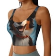 thumbnail image 2 of Kdxio Playful Smile Cute Dog Print Workout Crop Tank Top for Women Racerback Yoga Tank Tops Athletic Sports Shirts Exercise Undershirts, 2 of 5