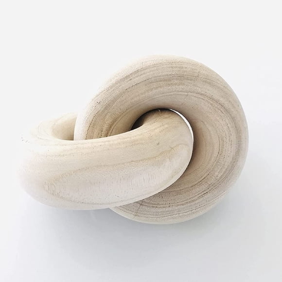 Cadena de eslabones de madera enrollada para decoración de mesa de café, color beige