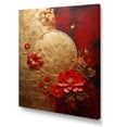thumbnail image 2 of Designart "Floral Japanese Tiles in Gold and Red II" Floral Canvas Wall Art - Modern Red Abstract Botanicals Living Room Canvas Art, 2 of 6