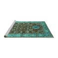 thumbnail image 2 of Ahgly Company Machine Washable Indoor Square Oriental Turquoise Blue Industrial Area Rugs, 3' Square, 2 of 4