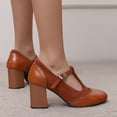 thumbnail image 6 of SACFOF Women's T-Strap Mary Jane Pumps Round Closed Toe Comfortable Low Chunky Block Heel Wedding Dress Evening Party Shoes, 6 of 6