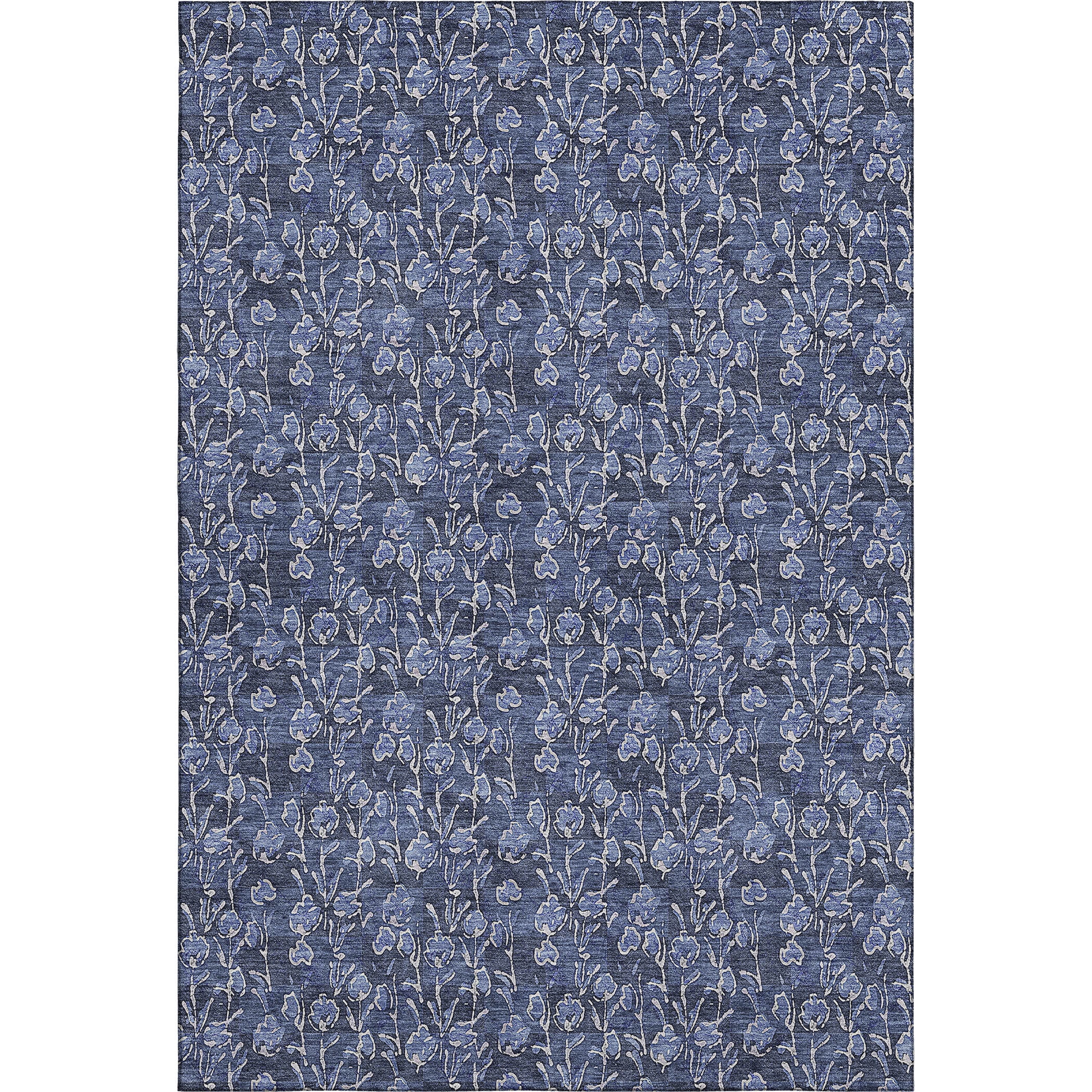 Addison Rugs Mayfield Washable Transitional Floral Navy Rectangle Rug, 3' x 5'
