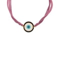 thumbnail image 3 of 18k Solid Yellow Gold Evil Eye with Adjustable Purple cord bracelet up to 8 inches, 3 of 4